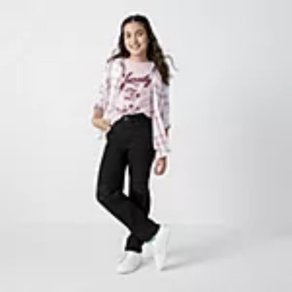 Thereabouts Little & Big Girls Henley Neck Long Sleeve T-Shirt - Picture 3 of 3